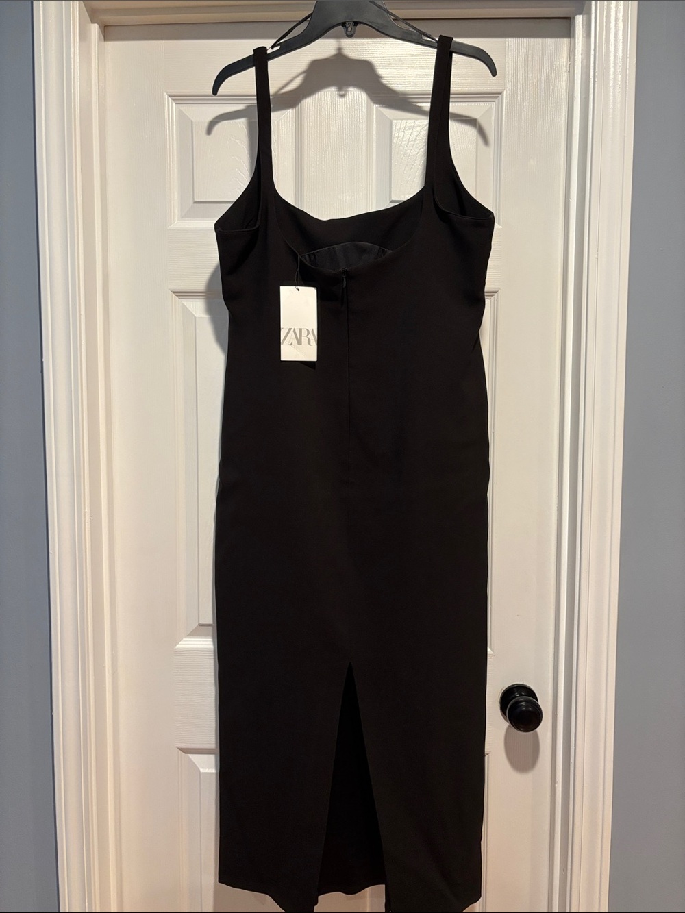 Zara Black Sleeveless Square-Neck Midi Dress - Picture 2 of 4